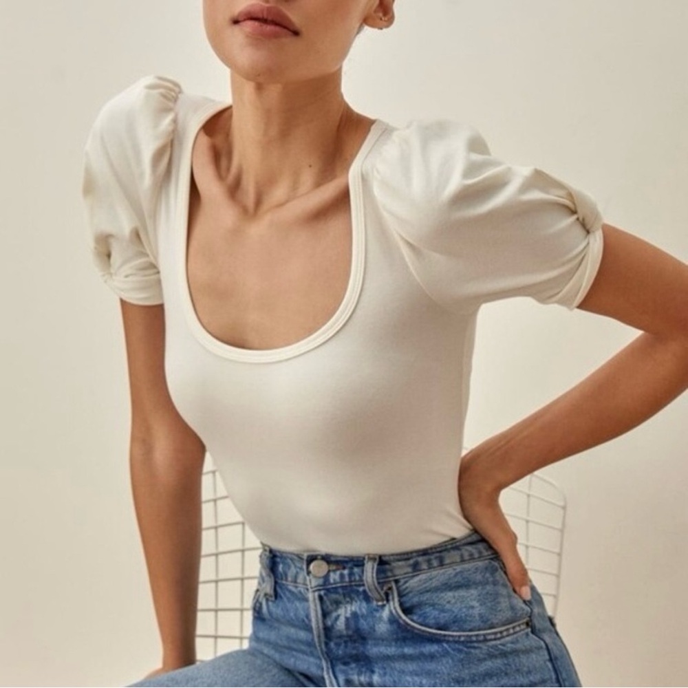 Reformation Frances Top in Beige